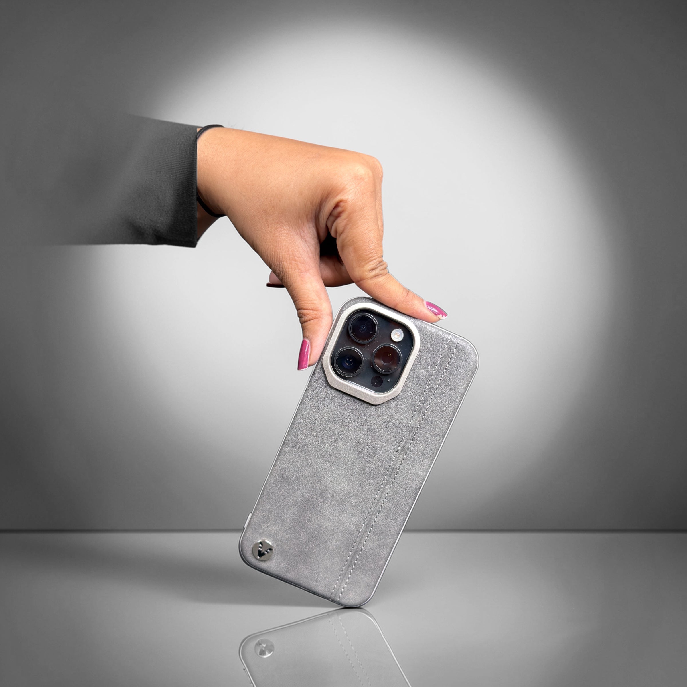 Premium Leather Natural Titanium Case for iPhone 15Pro Max – Slim & Shockproof Protective Cover