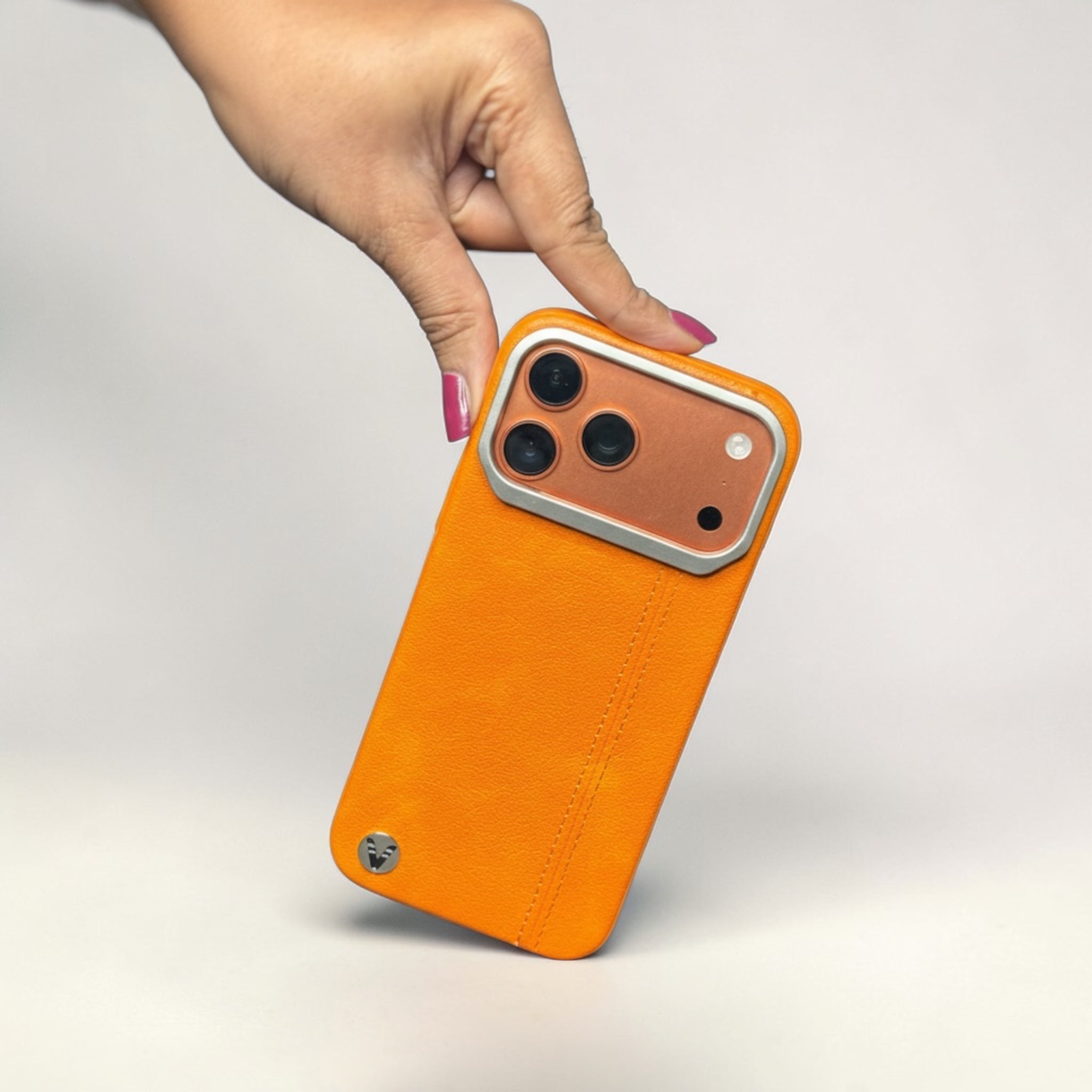 Premium Leather orange Case for iPhone 17 Pro Max – Slim & Shockproof Protective Cover