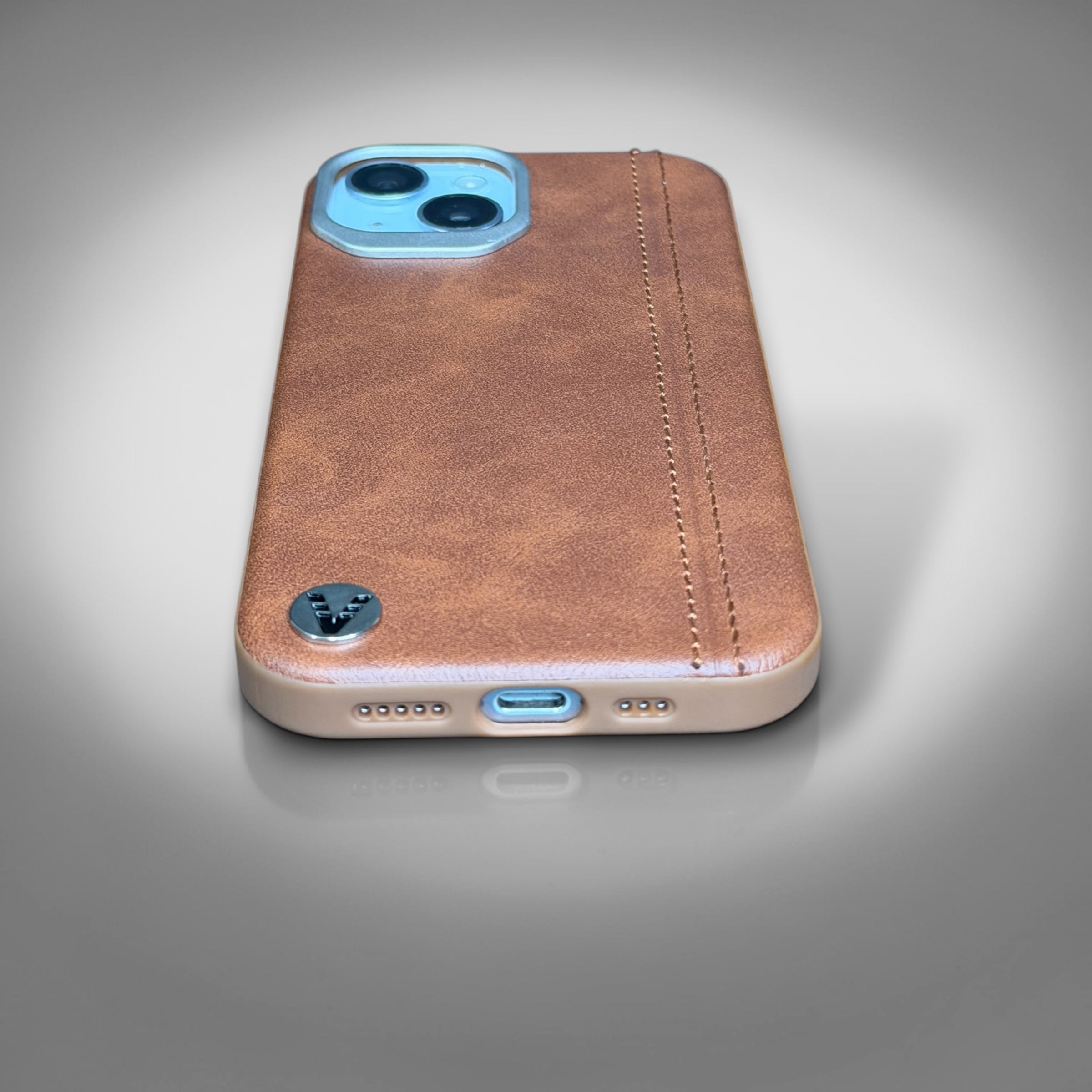Premium Leather Brown Case for iPhone 15 – Slim & Shockproof Protective Cover