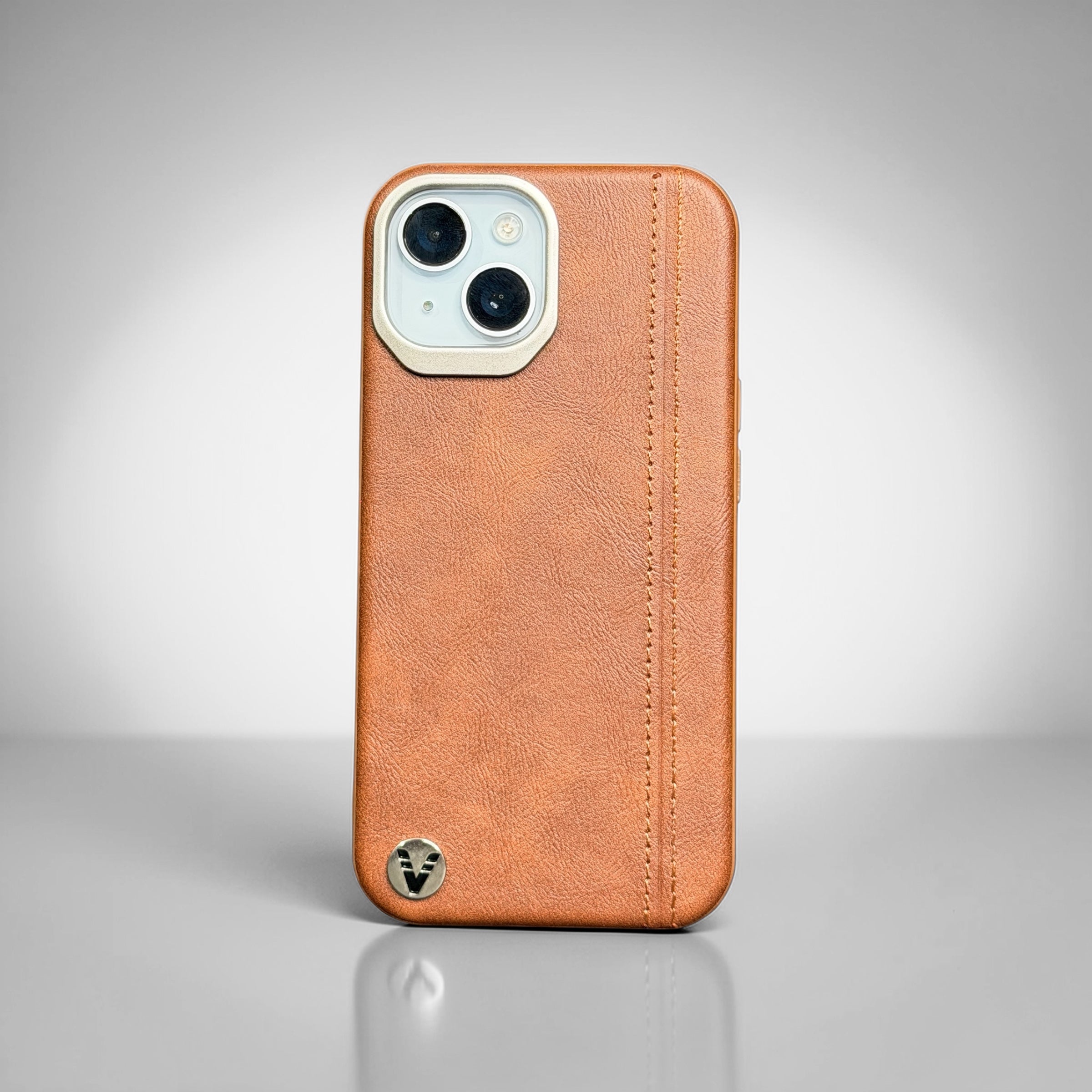 Premium Leather Brown Case for iPhone 15 – Slim & Shockproof Protective Cover
