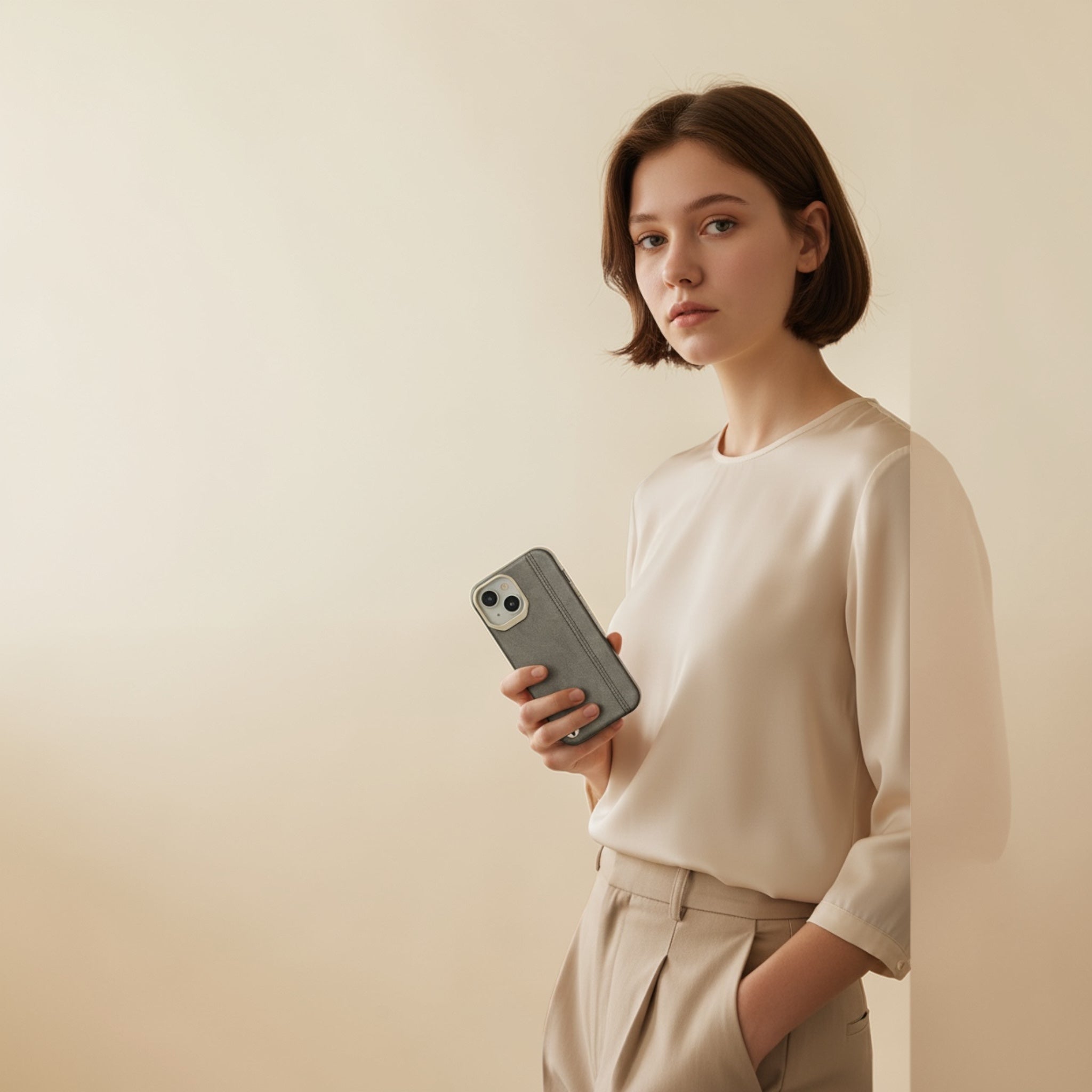 Premium Leather Black  Case for iPhone 15 – Slim & Shockproof Protective Cover