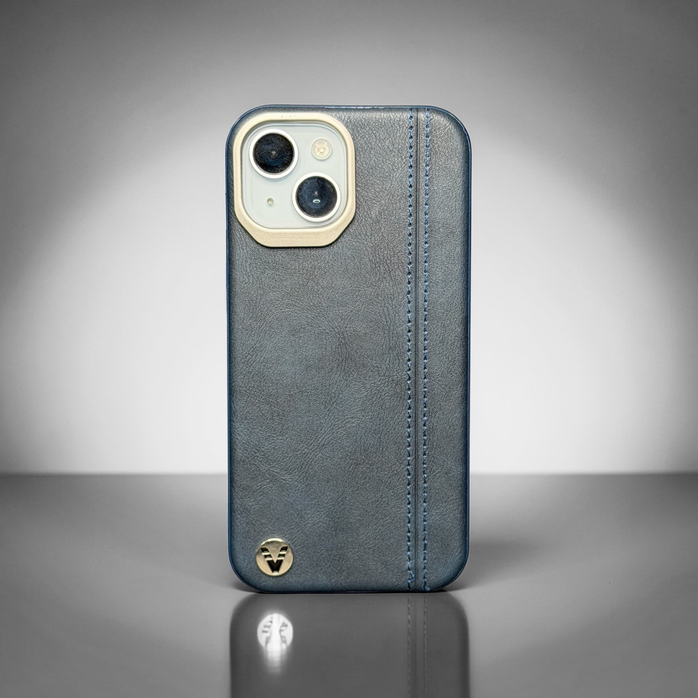 Premium Leather Blue Case for iPhone 15 – Slim & Shockproof Protective Cover