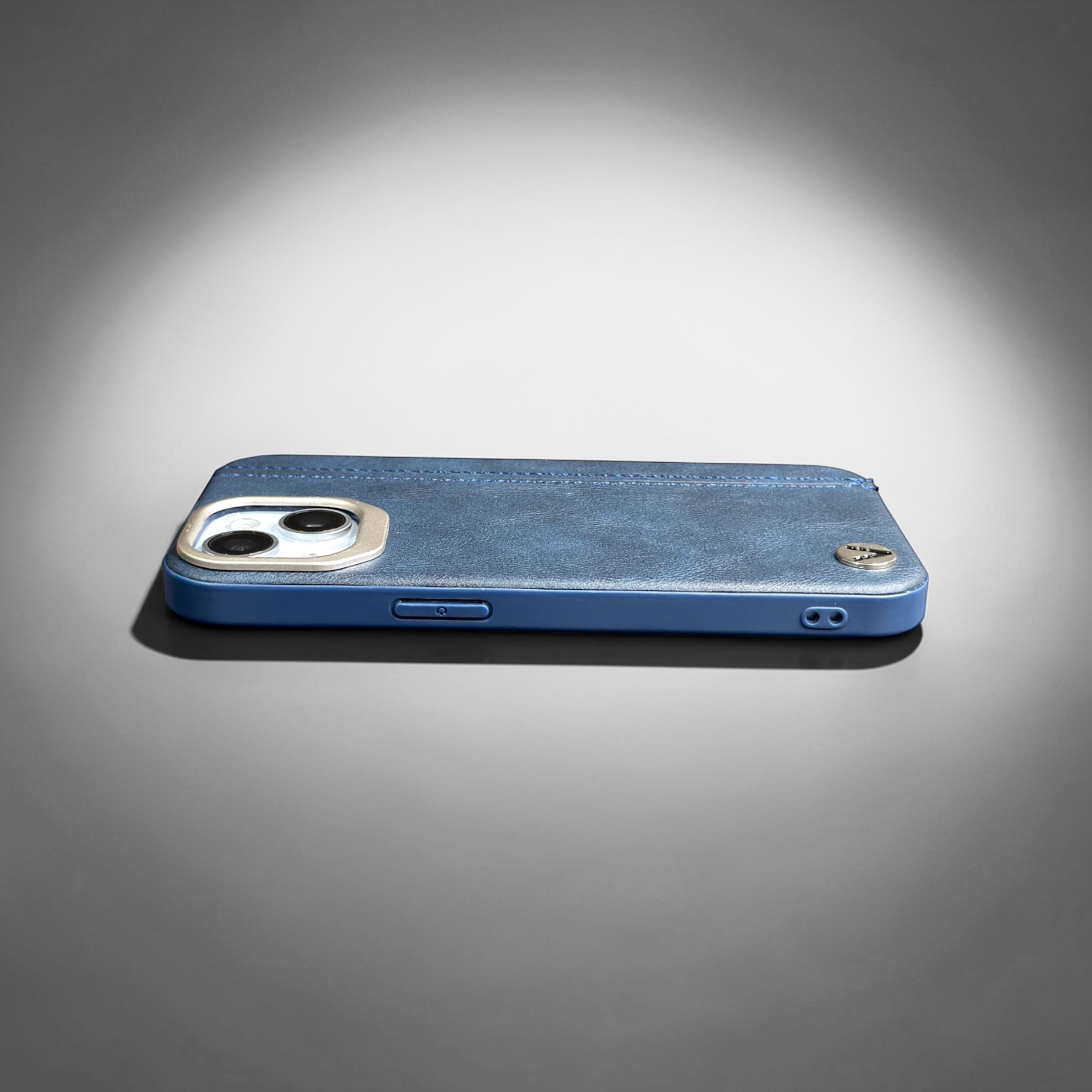 Premium Leather Blue Case for iPhone 15 – Slim & Shockproof Protective Cover