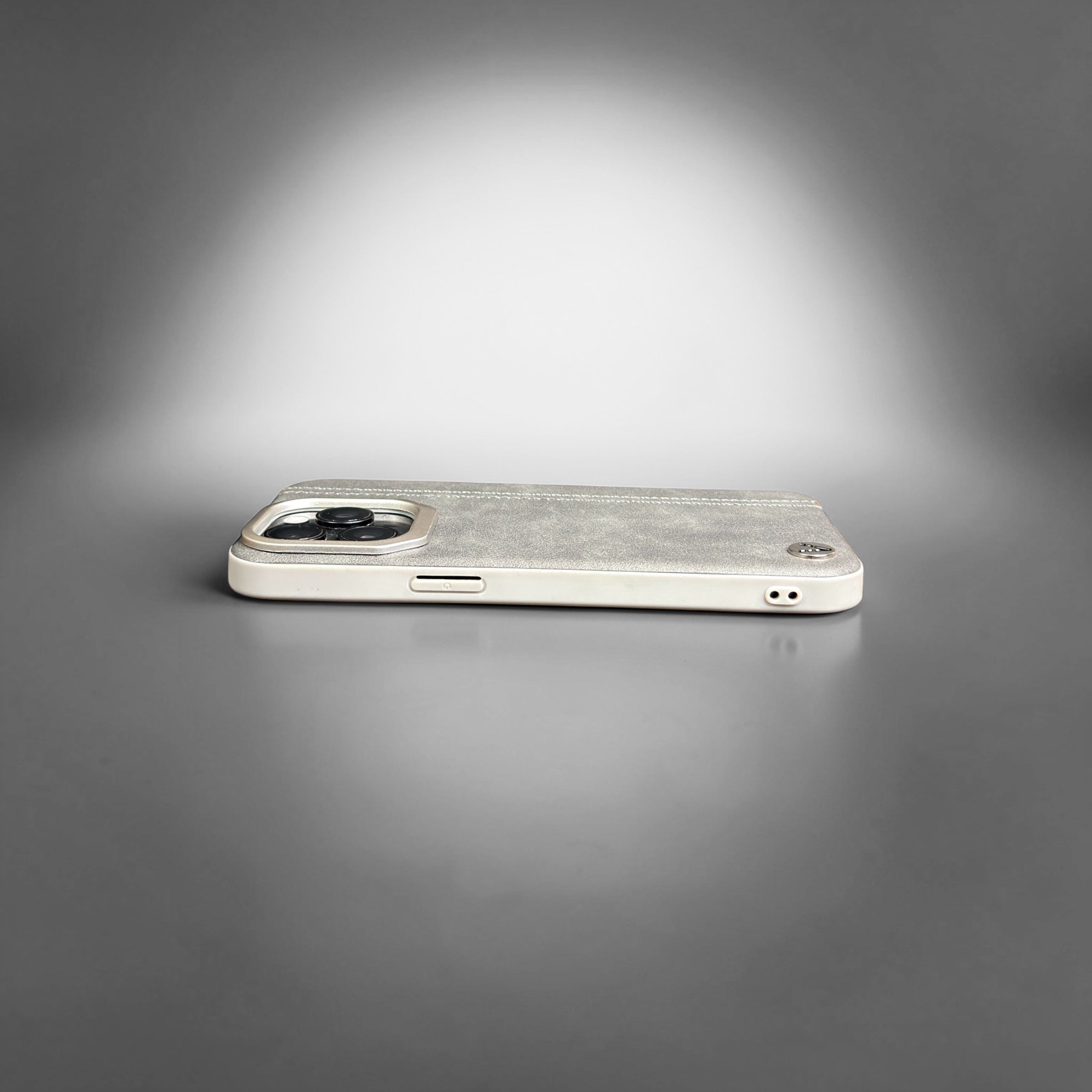 Premium Leather Natural  Titanium Case for iPhone 15Pro Max – Slim & Shockproof Protective Cover