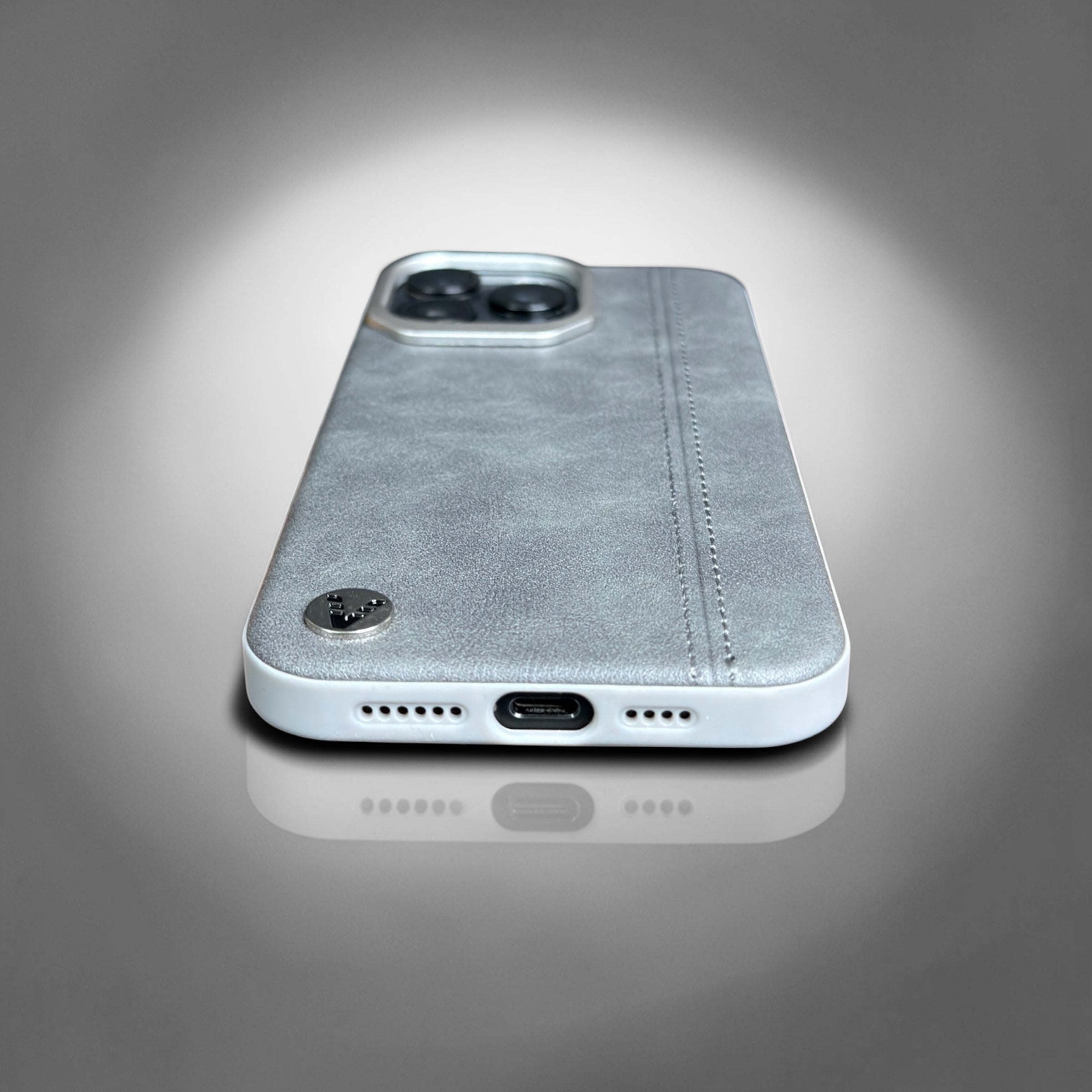 Premium Leather Natural  Titanium Case for iPhone 15Pro Max – Slim & Shockproof Protective Cover