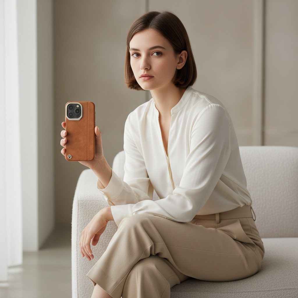 Premium Leather brown Case for iPhone 15Pro Max – Slim & Shockproof Protective Cover