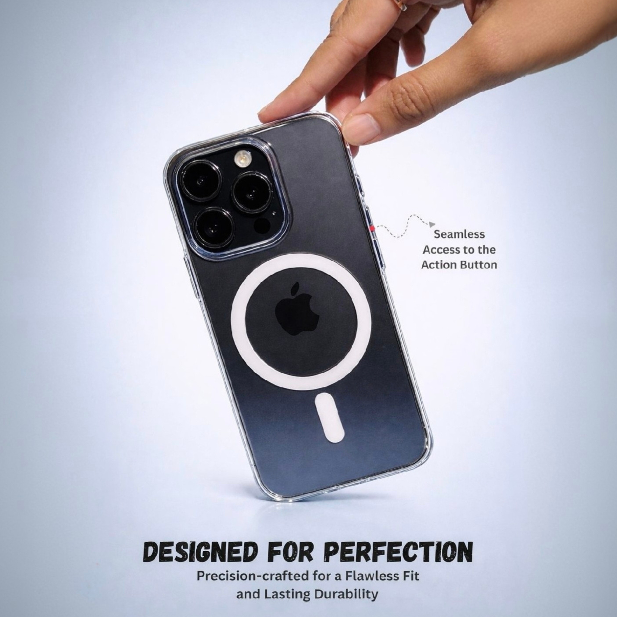 VASKAONE Book Cover Transparent, Shock Proof for i-phone 15 pro